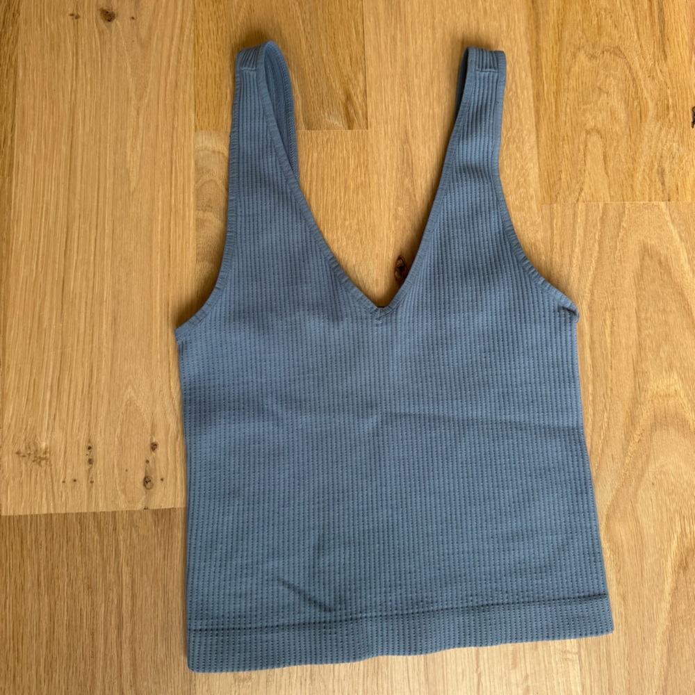 Nikibiki Ribbed Tank in Slate Gray-Blue